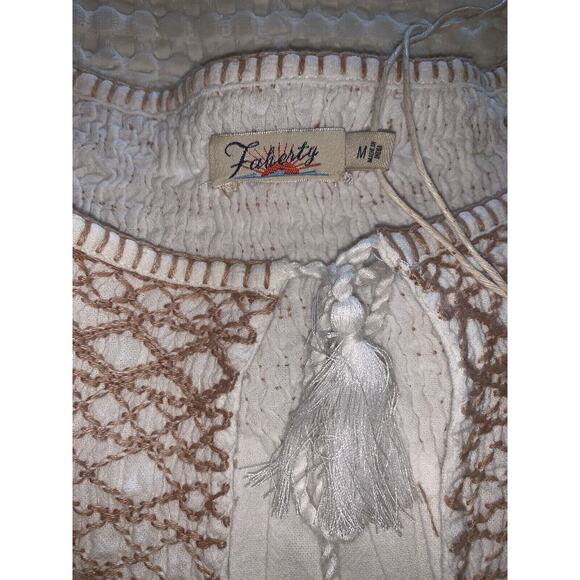 Faherty Laura Embroidered Boho Peasant Cotton Blouse Top M NWOT - Picture 4 of 4